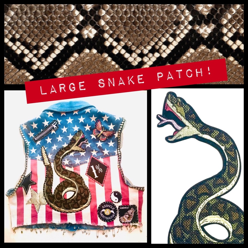 🌿LARGE SNAKE IRON-ON PATCH! 🌱 - Picture 2 of 6